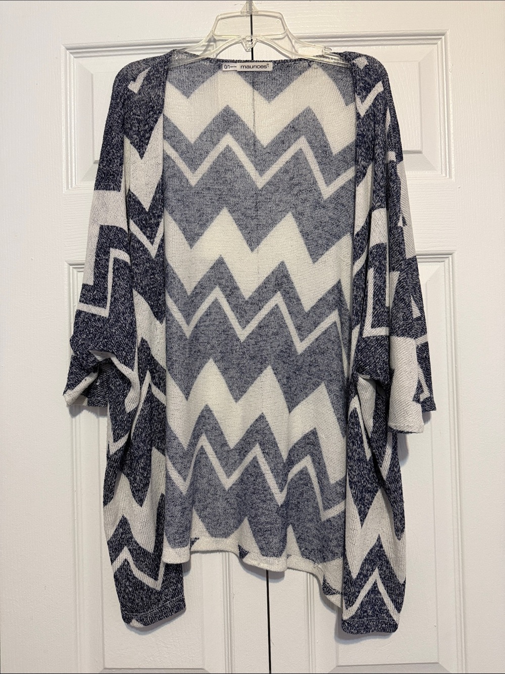 Maurices Chevron Knit Poncho in Gray and White